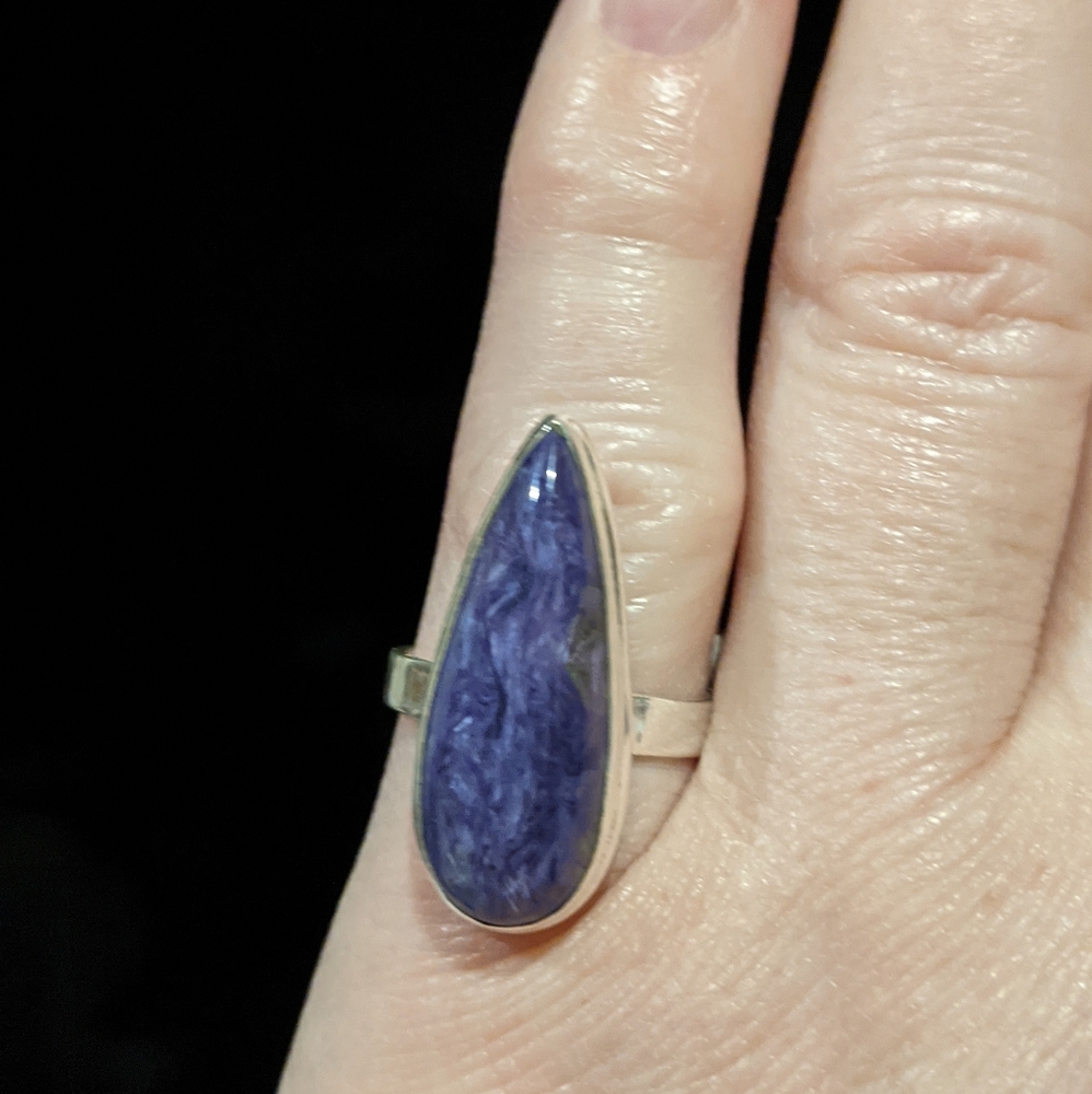 SOLD* charorite and .925 silver ring, size 7 - Picture 2 of 5